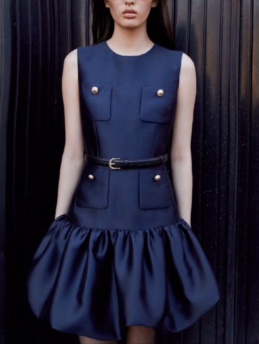Self Portrait Navy Taffeta Mini Dress - Picture 6 of 11
